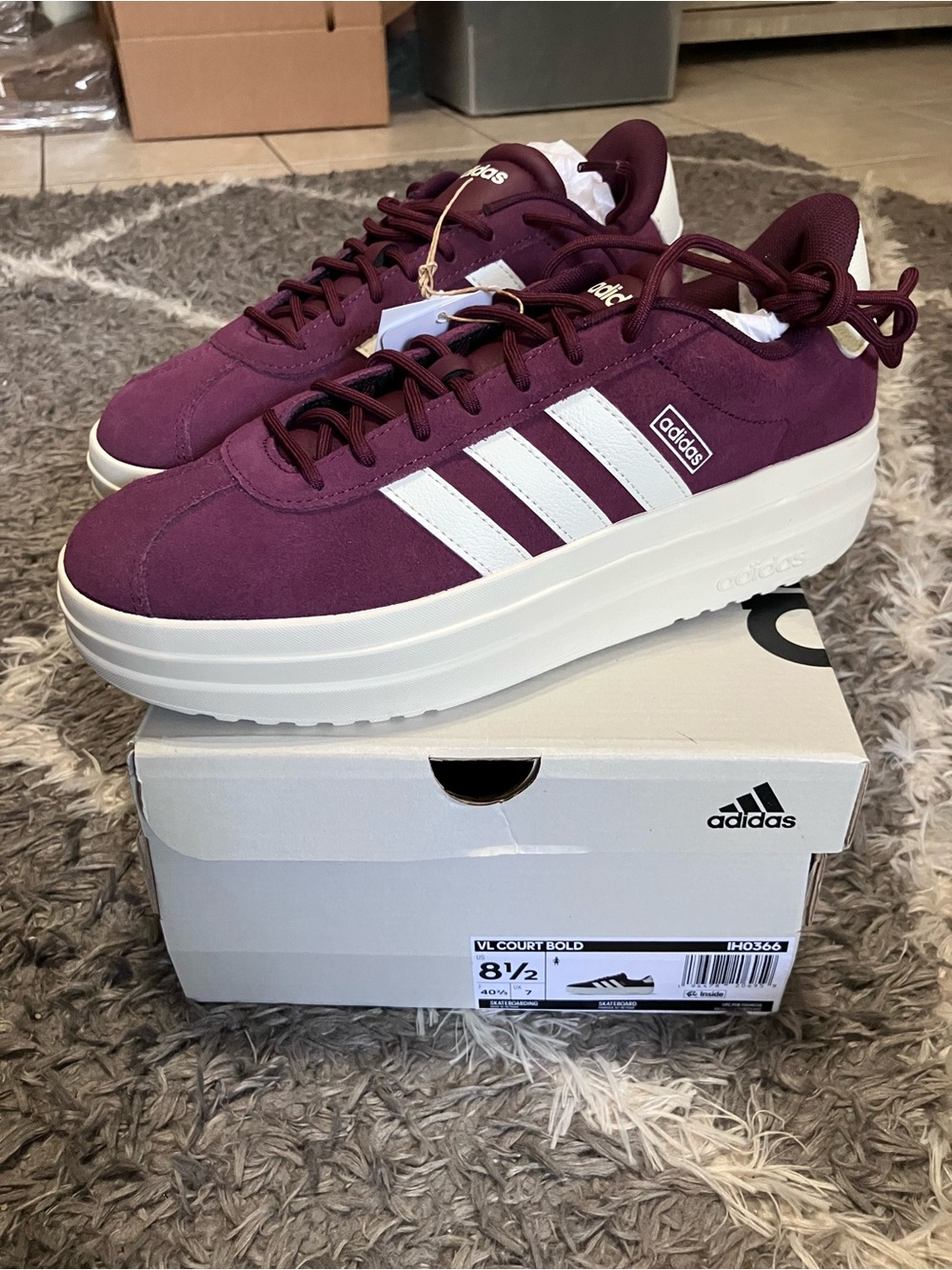 adidas Women’s VL Court Bold Platform Sneakers - Purple/White